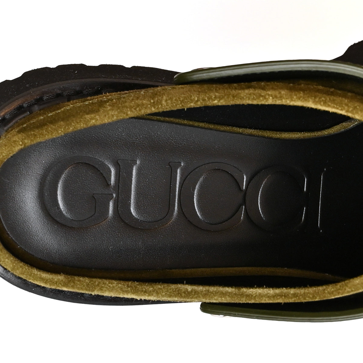 Gucci Suede Womens Horsebit Platform Mules 38.5 Dark Green 9 of 11