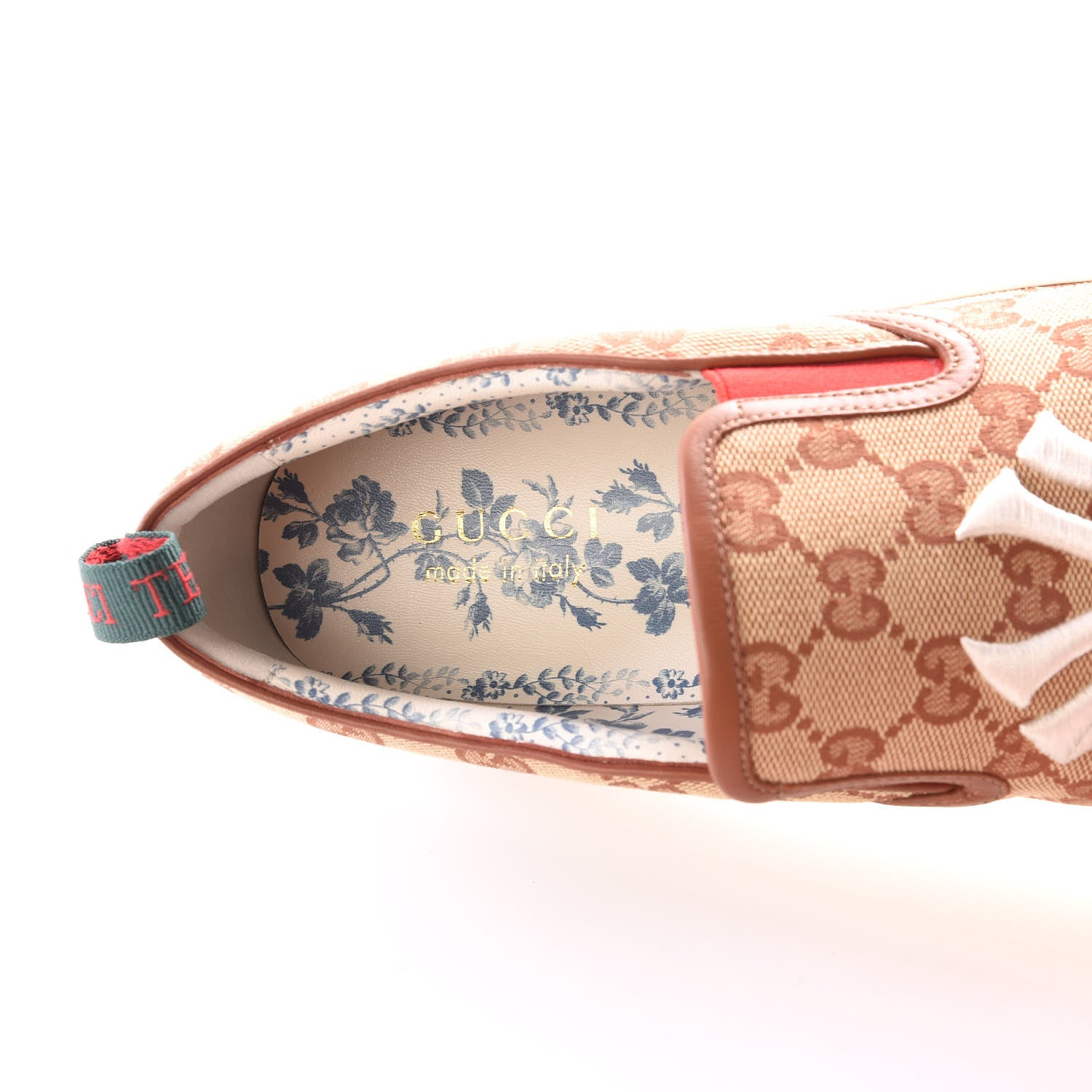 Gucci X MLB GG Monogram NY Yankees Embroidered Mens Slip On Sneakers 9 Beige Ruggine Rust 7 of 9