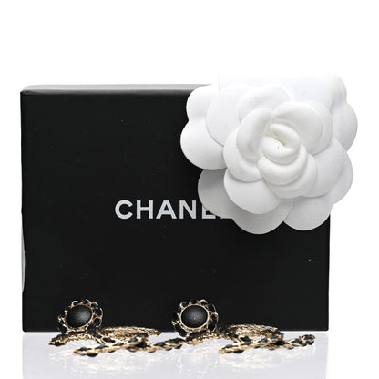 Chanel Lambskin CC Chain Drop Earrings Black Gold 5 of 5