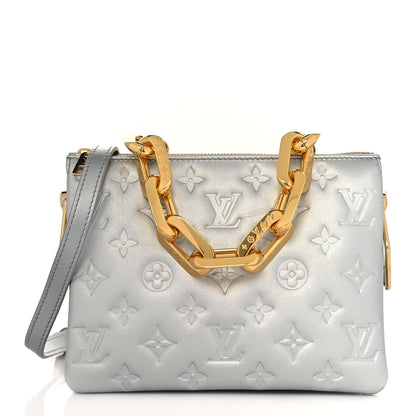 Louis Vuitton Lambskin Embossed Monogram Coussin BB Silver 1 of 9