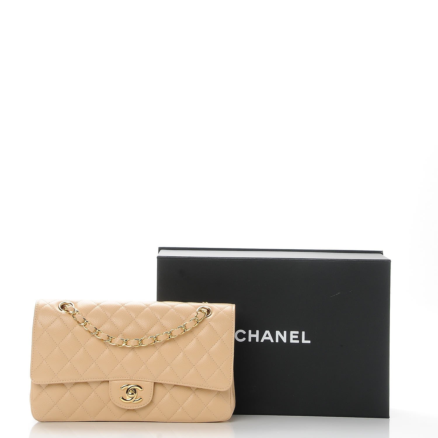 Chanel Caviar Quilted Medium Double Flap Beige Clair 9 of 9