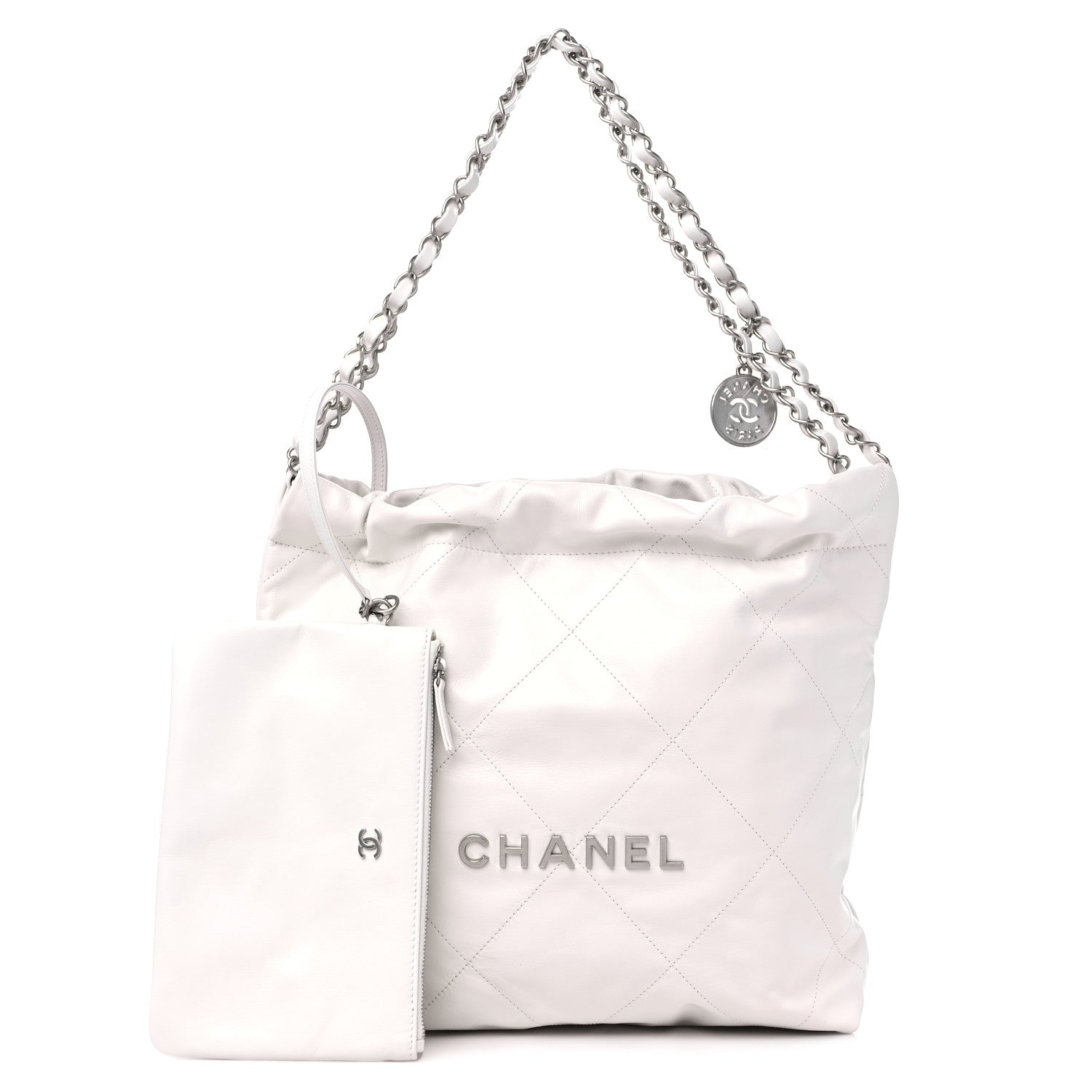Chanel Shiny Calfskin Quilted Small Chanel 22 White 1 of 11