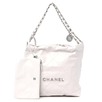 Chanel Shiny Calfskin Quilted Small Chanel 22 White 1 of 11