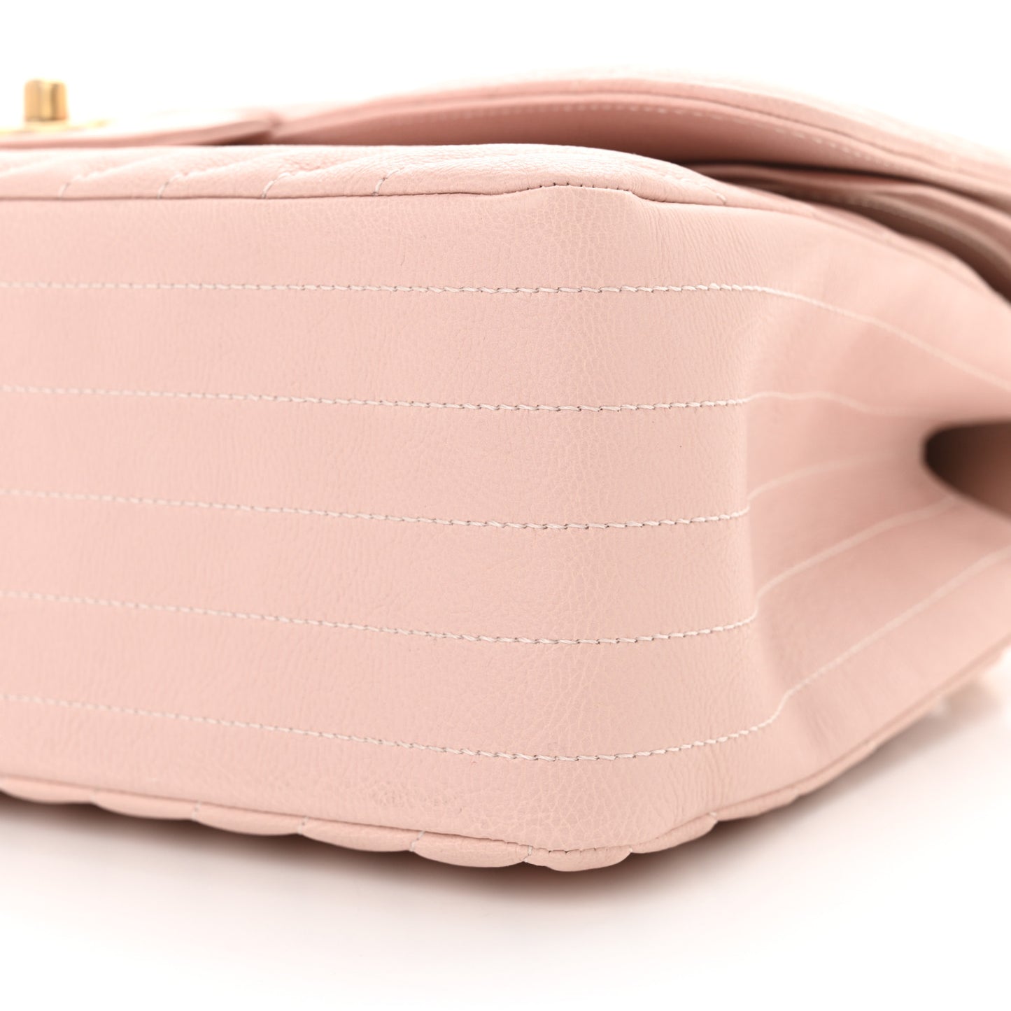 Calfskin Chevron Quilted Jumbo Double Flap Light Pink