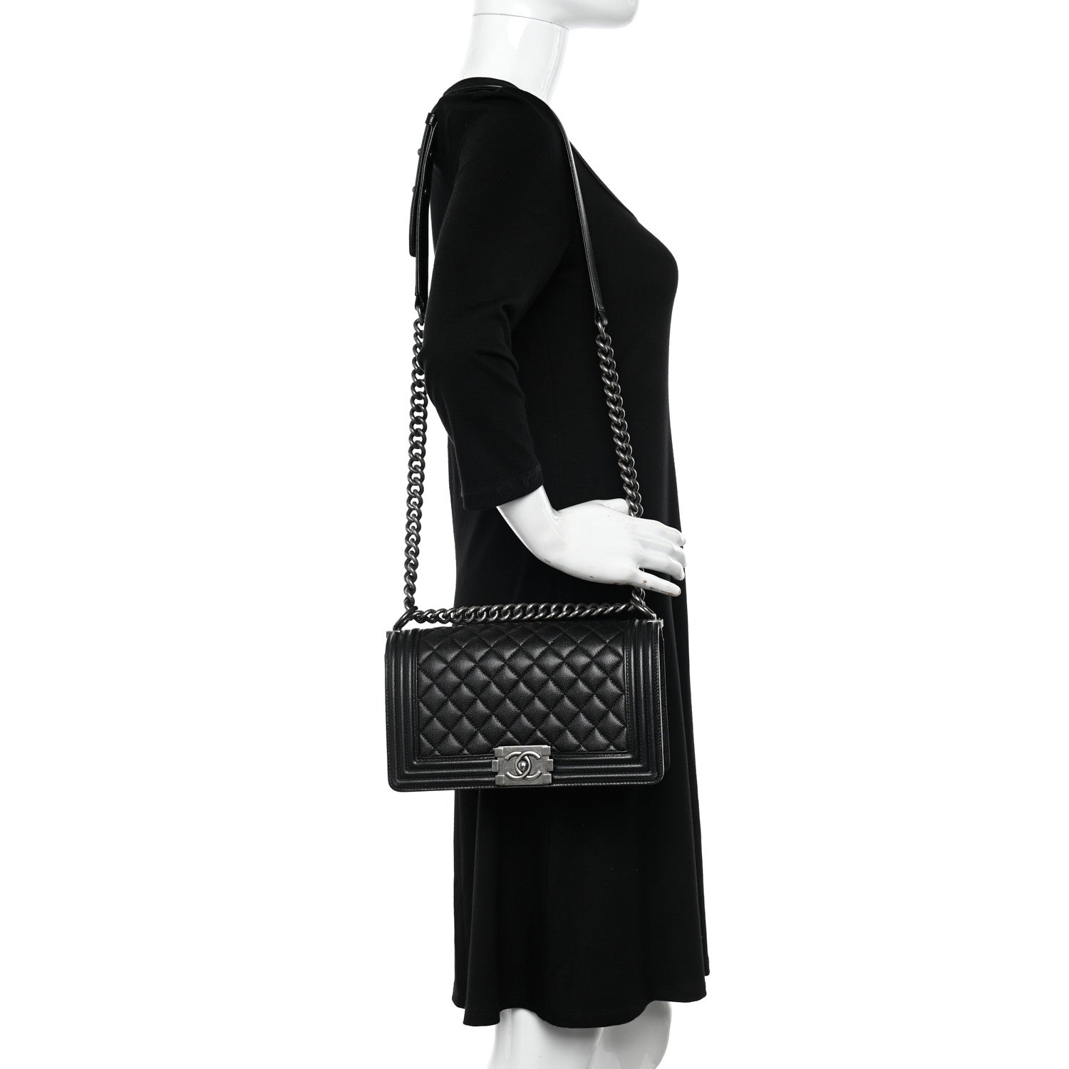 Chanel Caviar Quilted Medium Boy Flap Black 2 of 10