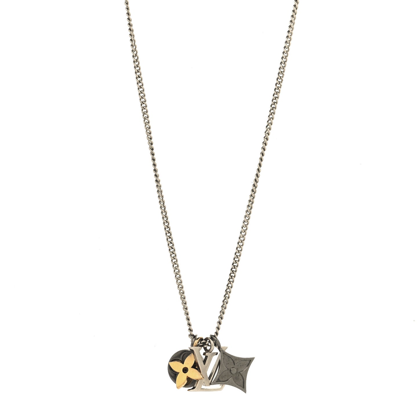 Metal LV Instinct Necklace Silver Gold