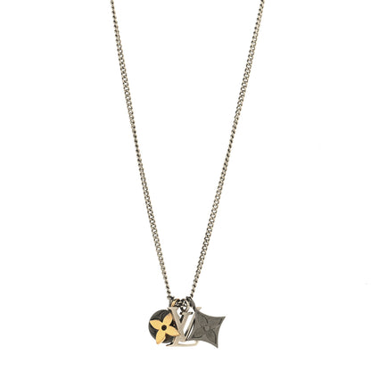Louis Vuitton Metal LV Instinct Necklace Silver Gold 1 of 6