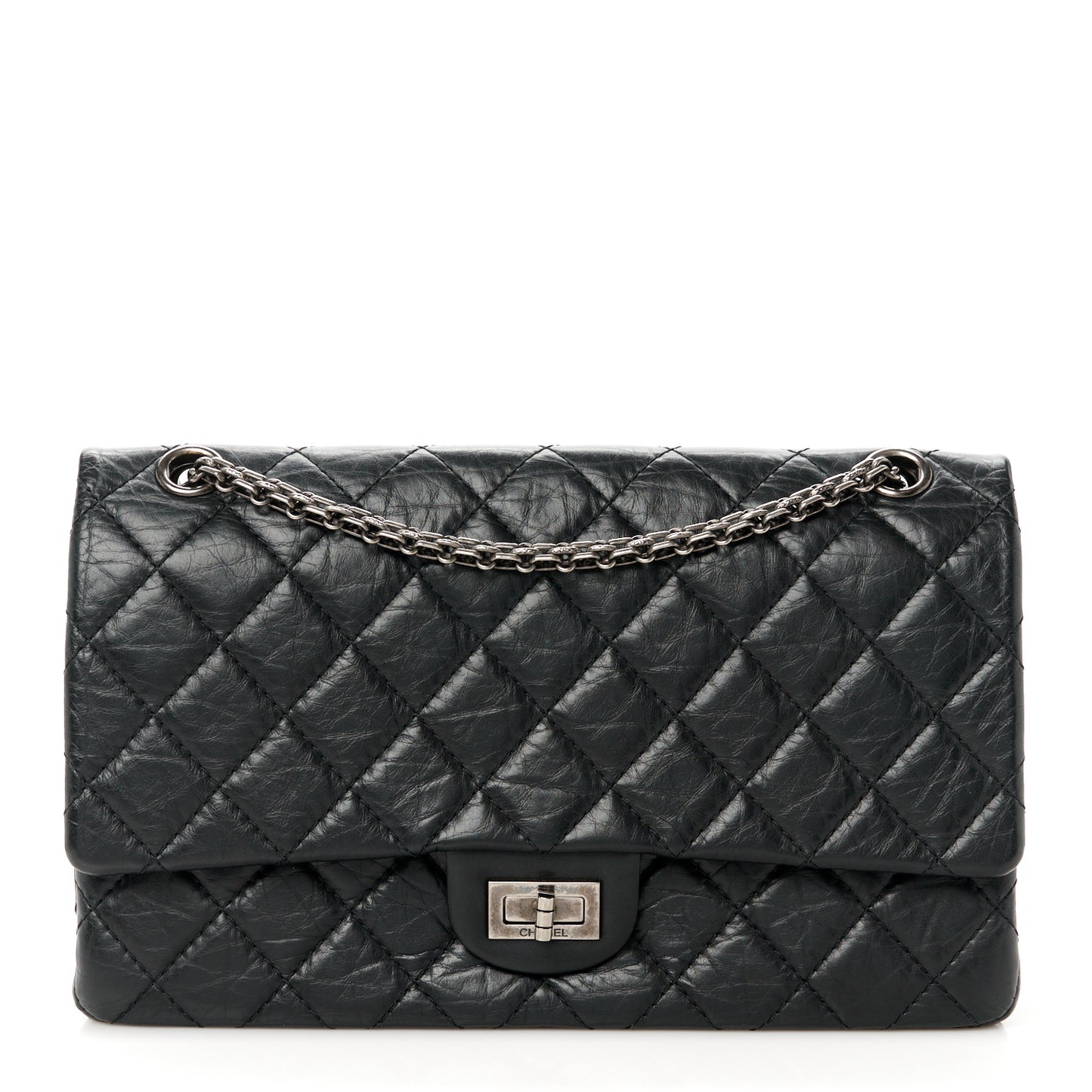 Aged Calfskin Quilted 2.55 Reissue 226 Flap Black