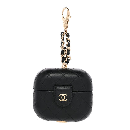 Chanel Lambskin Quilted Airpods Pro Case With Chain Black 1 of 6