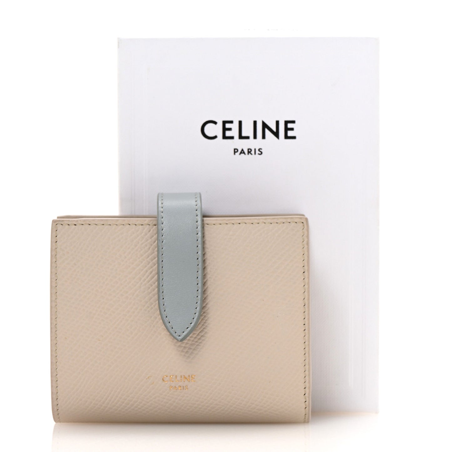 Grained Calfskin Small Multifunction Strap Wallet Light Beige Mineral