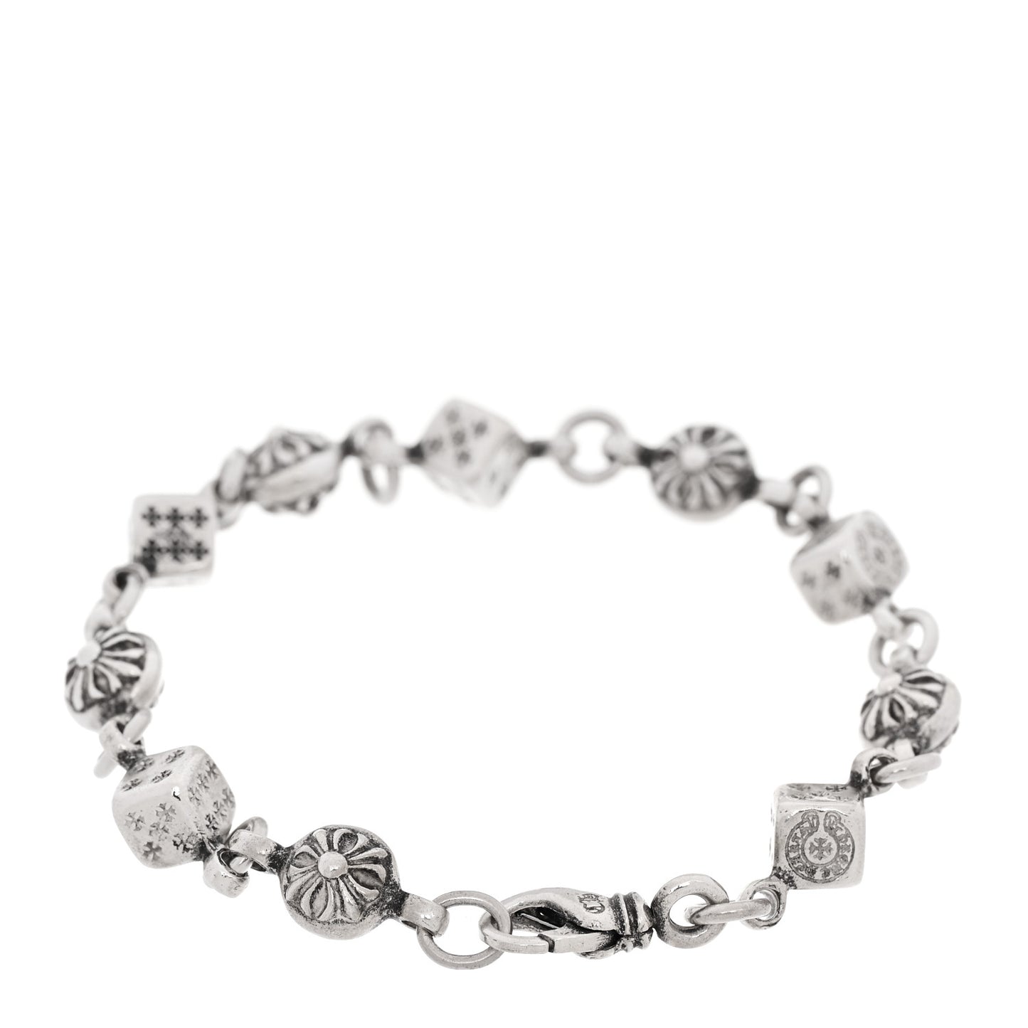 Sterling Silver Dice Cross Ball Bracelet
