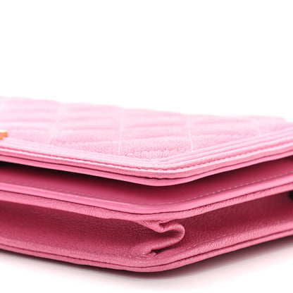 Chanel Caviar Quilted Boy Wallet On Chain WOC Pink 11 of 12