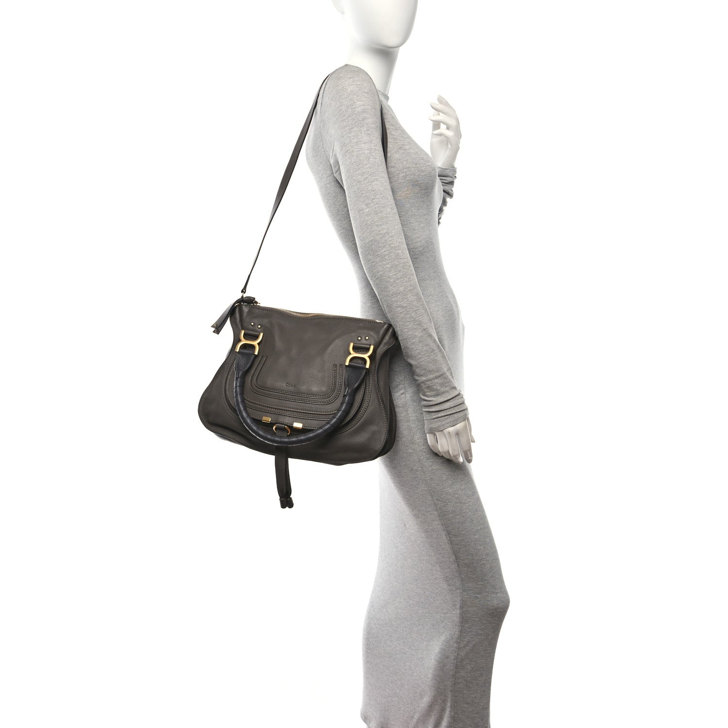 Chloe Calfskin Medium Marcie Satchel Anchor Grey 2 of 10