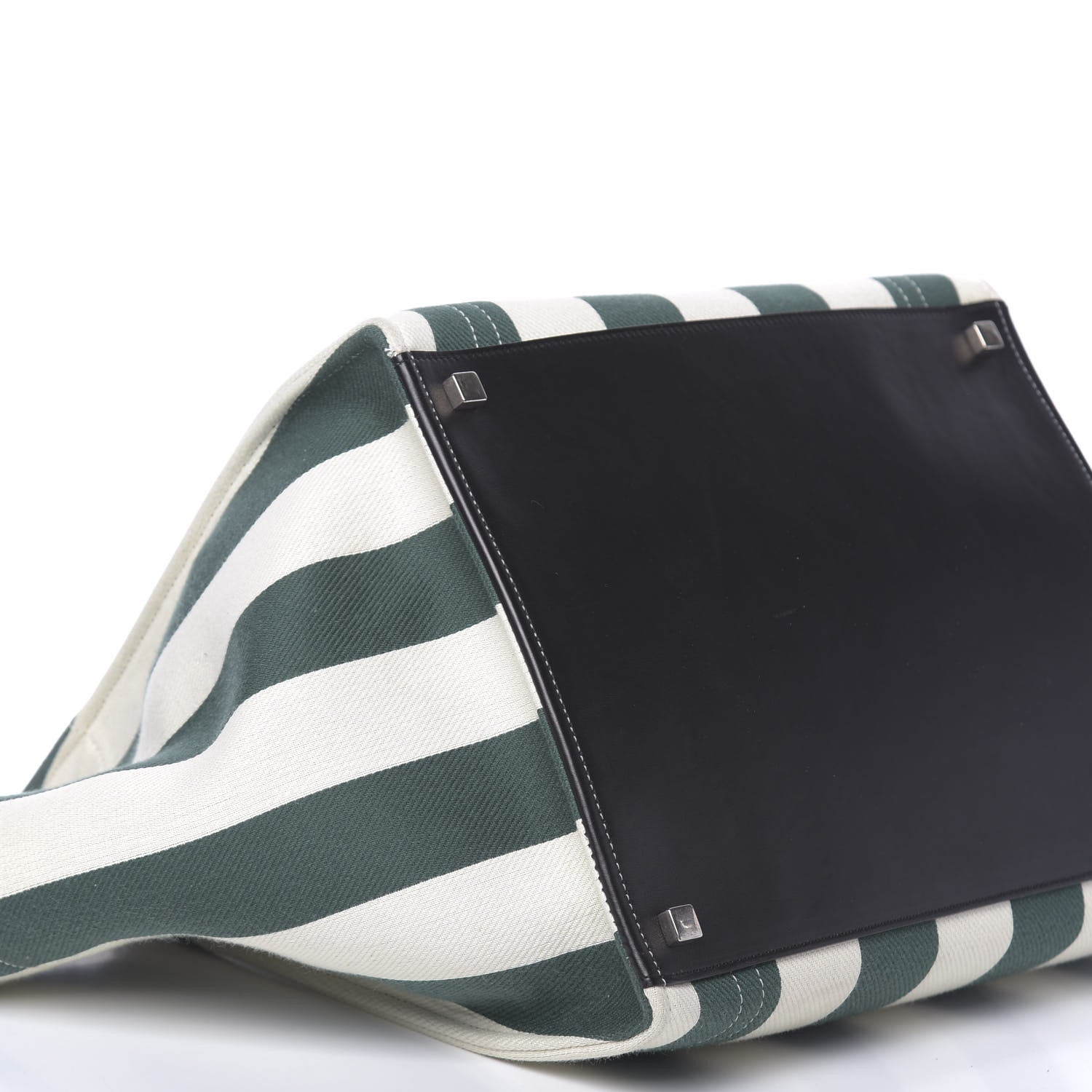 Celine Cotton Canvas Striped Medium Phantom Luggage White Green 10 of 12