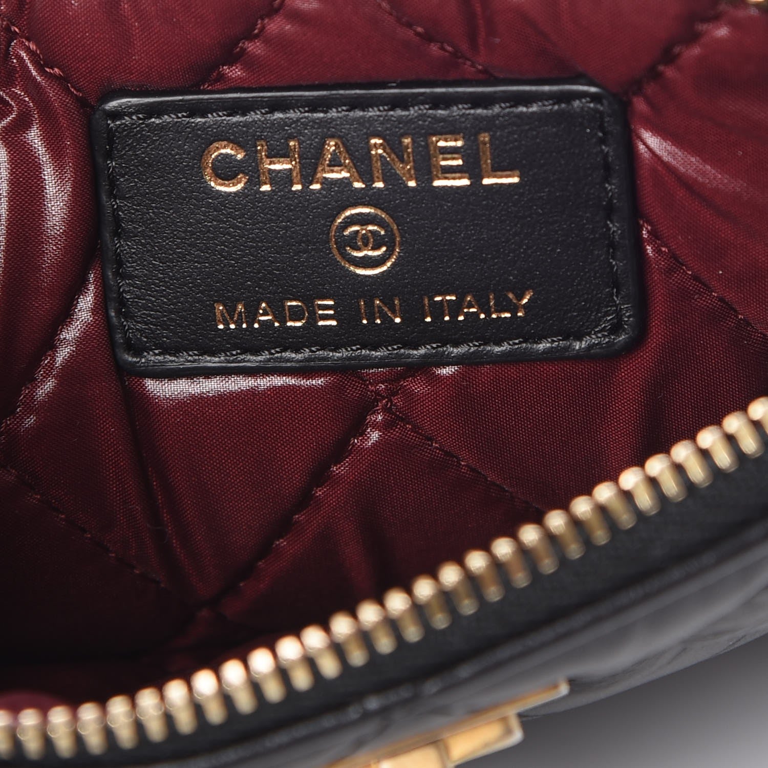 Chanel Aged Calfskin Quilted Small Lucky Charms Cosmetic Case Black 6 of 8