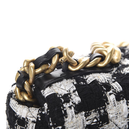 Chanel Tweed Quilted Large 19 Flap Black Ecru White 10 of 11