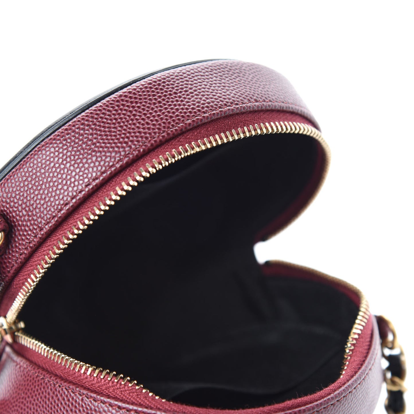 Caviar Quilted Round Filigree Crossbody Burgundy Black