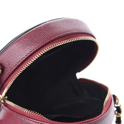 Chanel Caviar Quilted Round Filigree Crossbody Burgundy Black 5 of 11