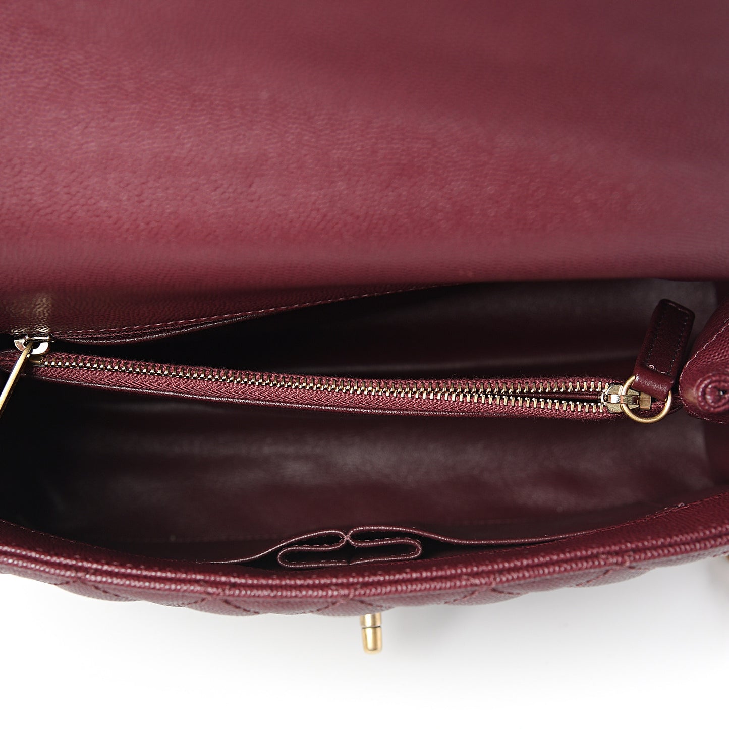 Caviar Lizard Quilted Small Coco Handle Flap Burgundy