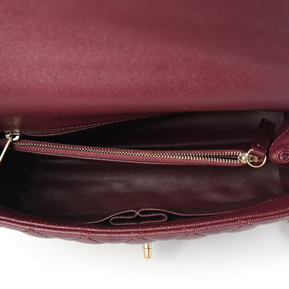 Chanel Caviar Lizard Quilted Small Coco Handle Flap Burgundy 4 of 9