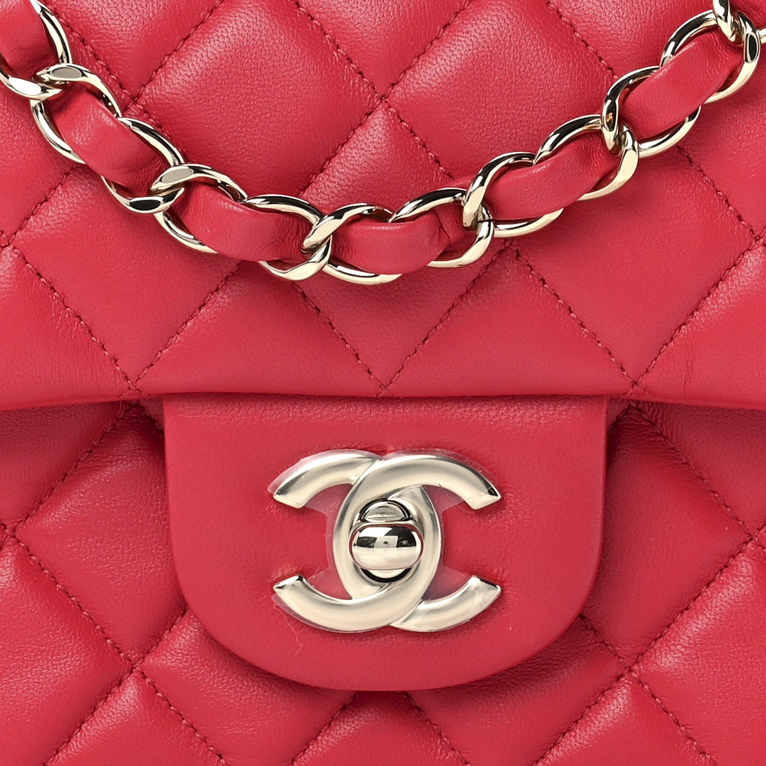 Chanel Lambskin Quilted Mini Rectangular Flap Red 9 of 13