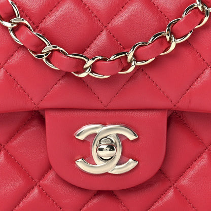 Chanel Lambskin Quilted Mini Rectangular Flap Red 9 of 13