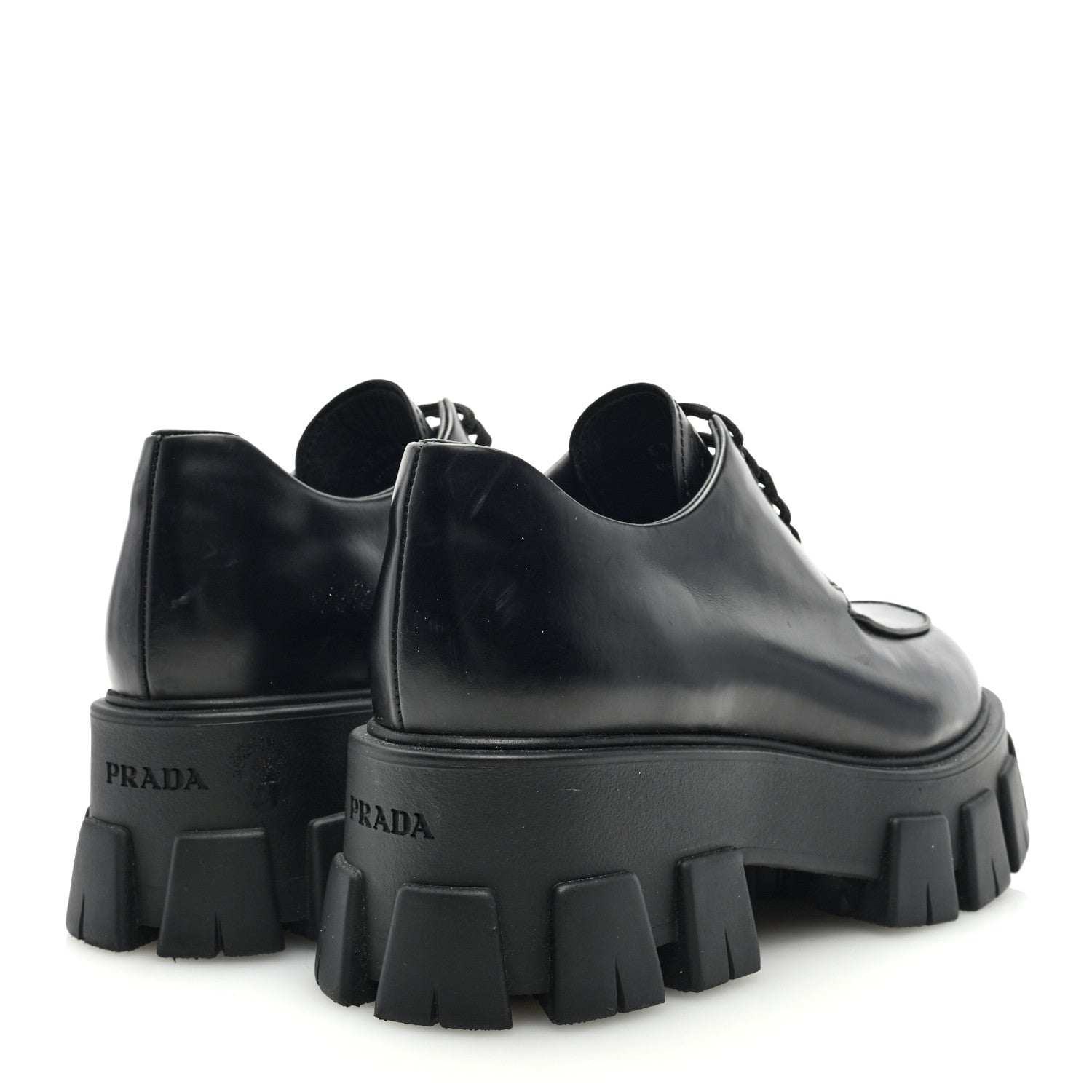 Prada Spazzolato Rois Monolith 55mm Derby Loafers 38.5 Black 4 of 7