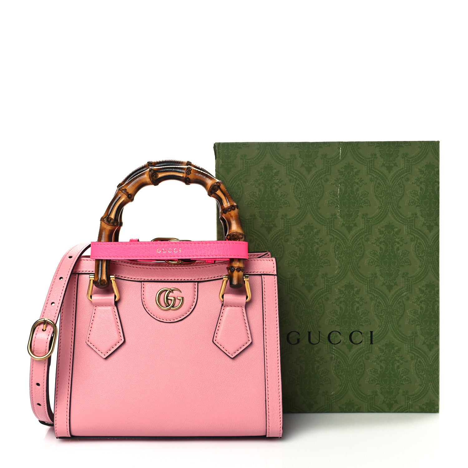 Gucci Wonka Grain Calfskin Mini Diana Tote Bag Wild Rose Fuxia Fluo 11 of 11