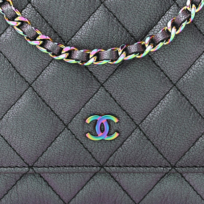 Chanel Iridescent Goatskin Quilted Wallet On Chain WOC Purple 9 of 13