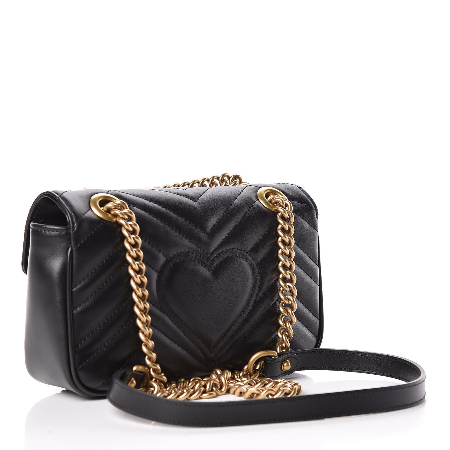 Calfskin Matelasse Mini GG Marmont Shoulder Bag Black