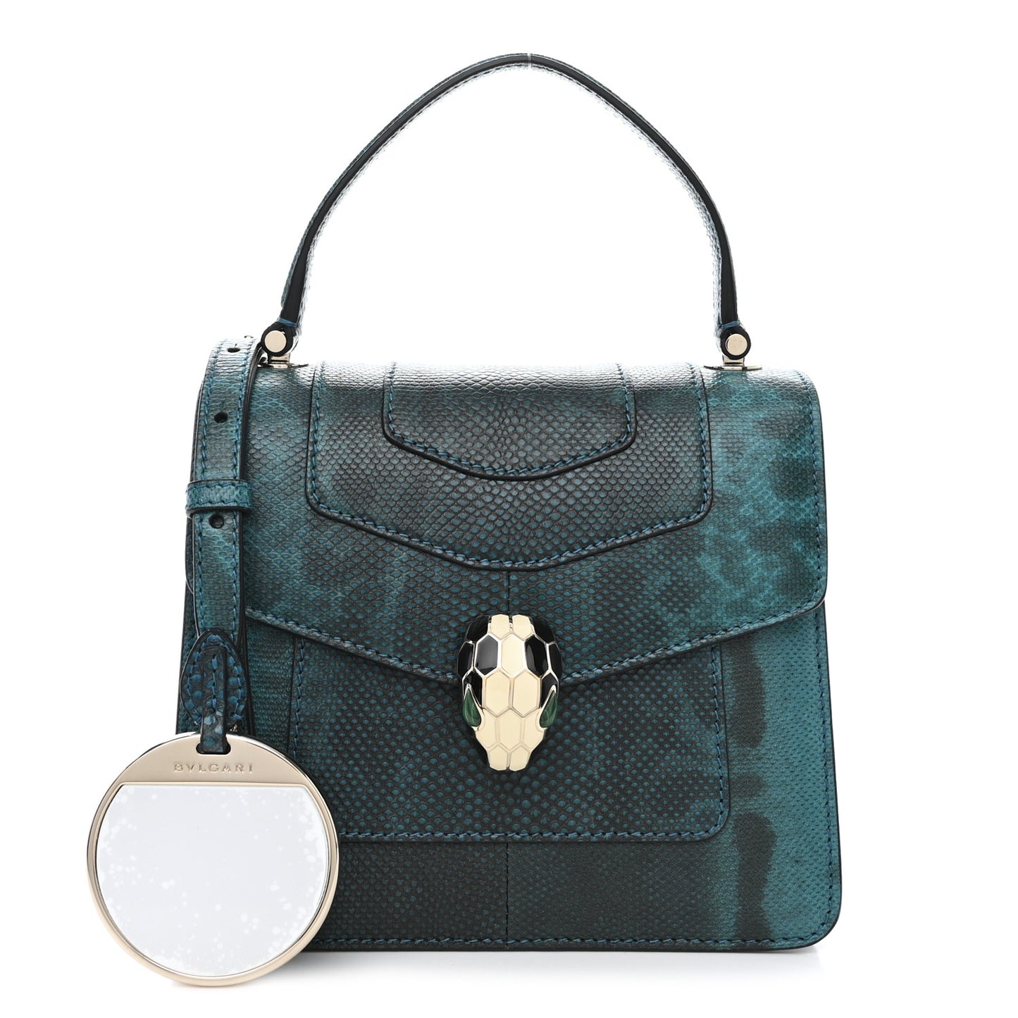 Shiny Karung Serpenti Forever Top Handle Emerald Green