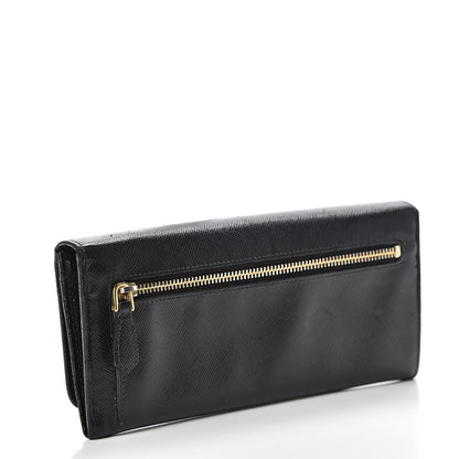 Prada Saffiano Bow Continental Wallet Black 2 of 10