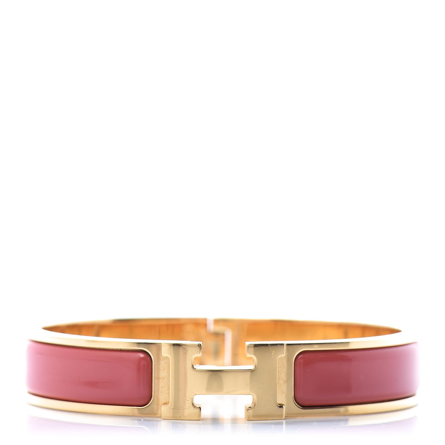Hermes Enamel Narrow Clic Clac H Bracelet GM Rouge Corail 1 of 4