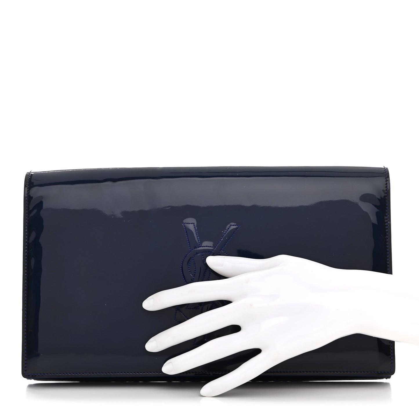 Patent Calfskin Monogram Large Belle De Jour Clutch Royal Blue