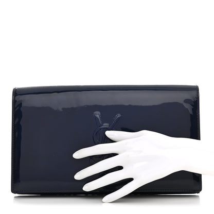 Saint Laurent Patent Calfskin Monogram Large Belle De Jour Clutch Royal Blue 2 of 12