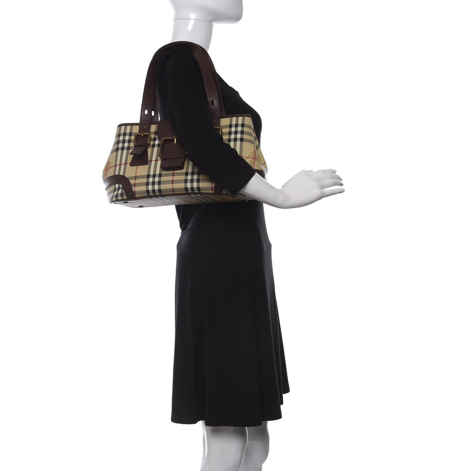 Burberry Haymarket Check Buckle Satchel Chocolate 2 of 11
