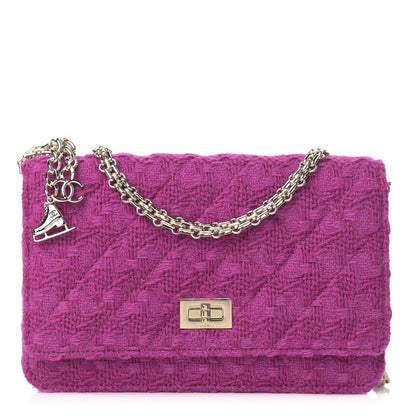 Chanel Tweed Quilted Reissue Wallet On Chain WOC Magenta 1 of 10