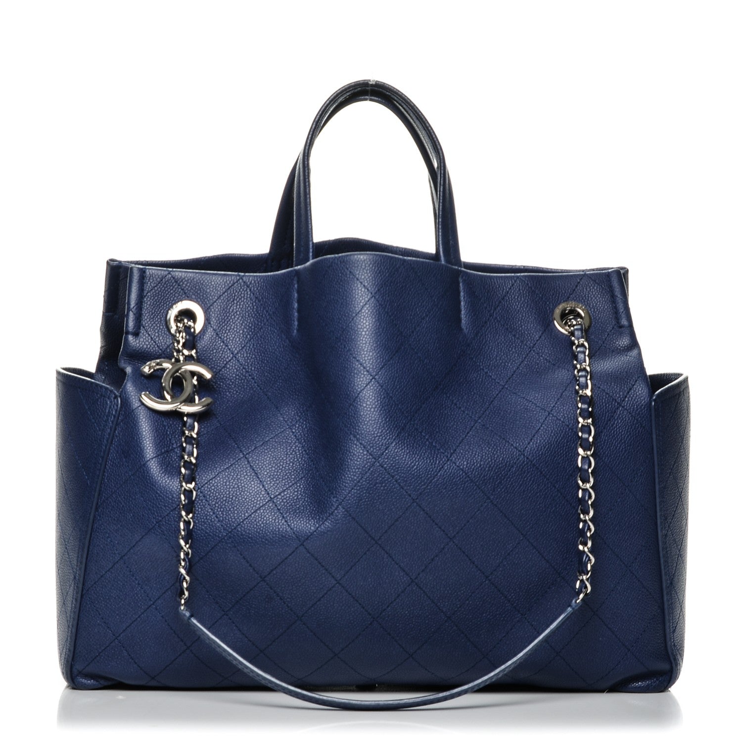 Chanel Grained Calfskin CC Pocket Tote Navy Blue 1 of 7