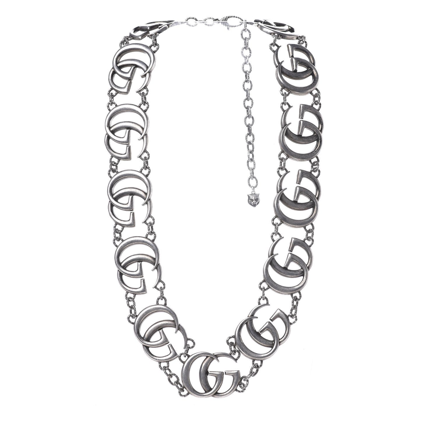 Sterling Silver Double G Marmont Statement Necklace