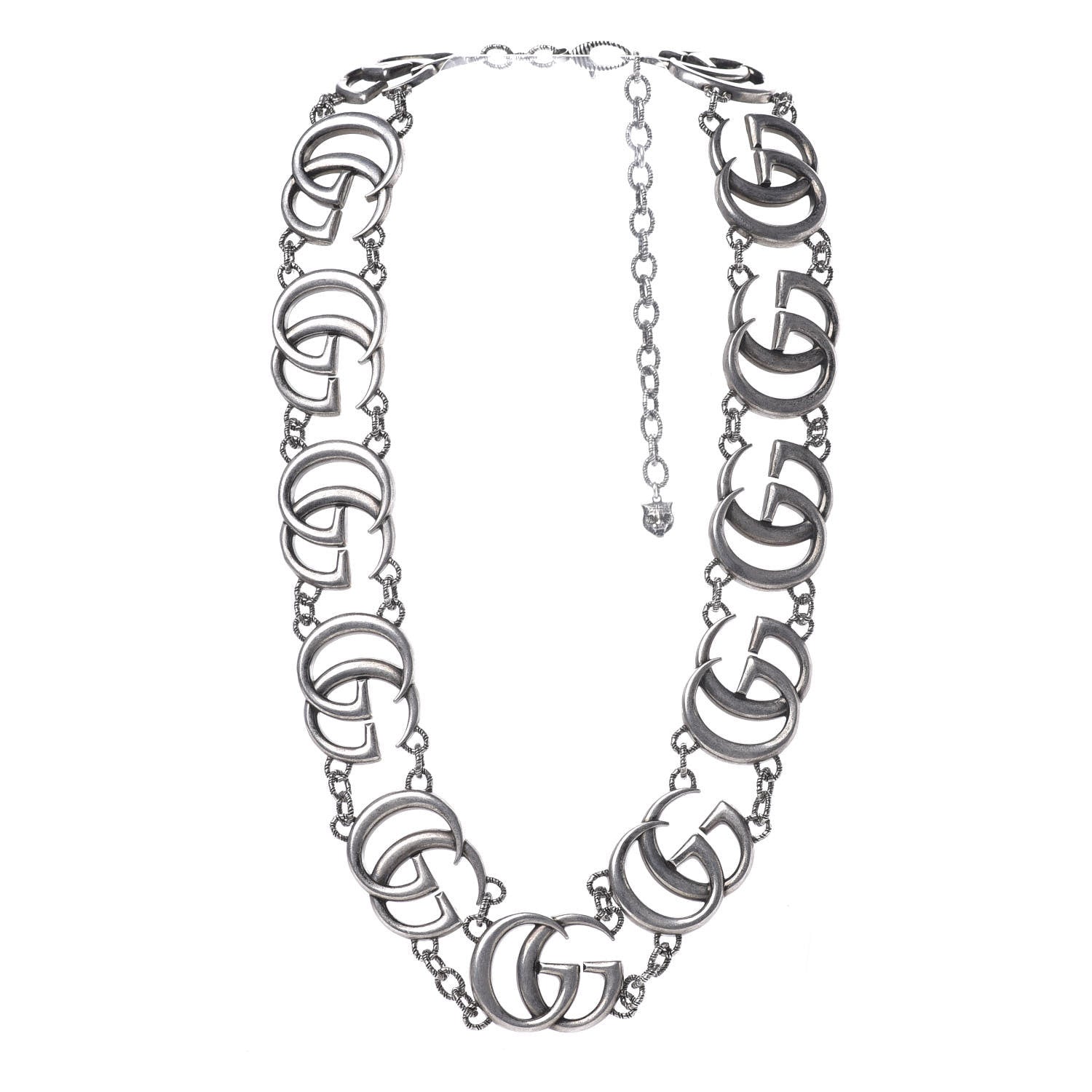 Gucci Sterling Silver Double G Marmont Statement Necklace 3 of 4