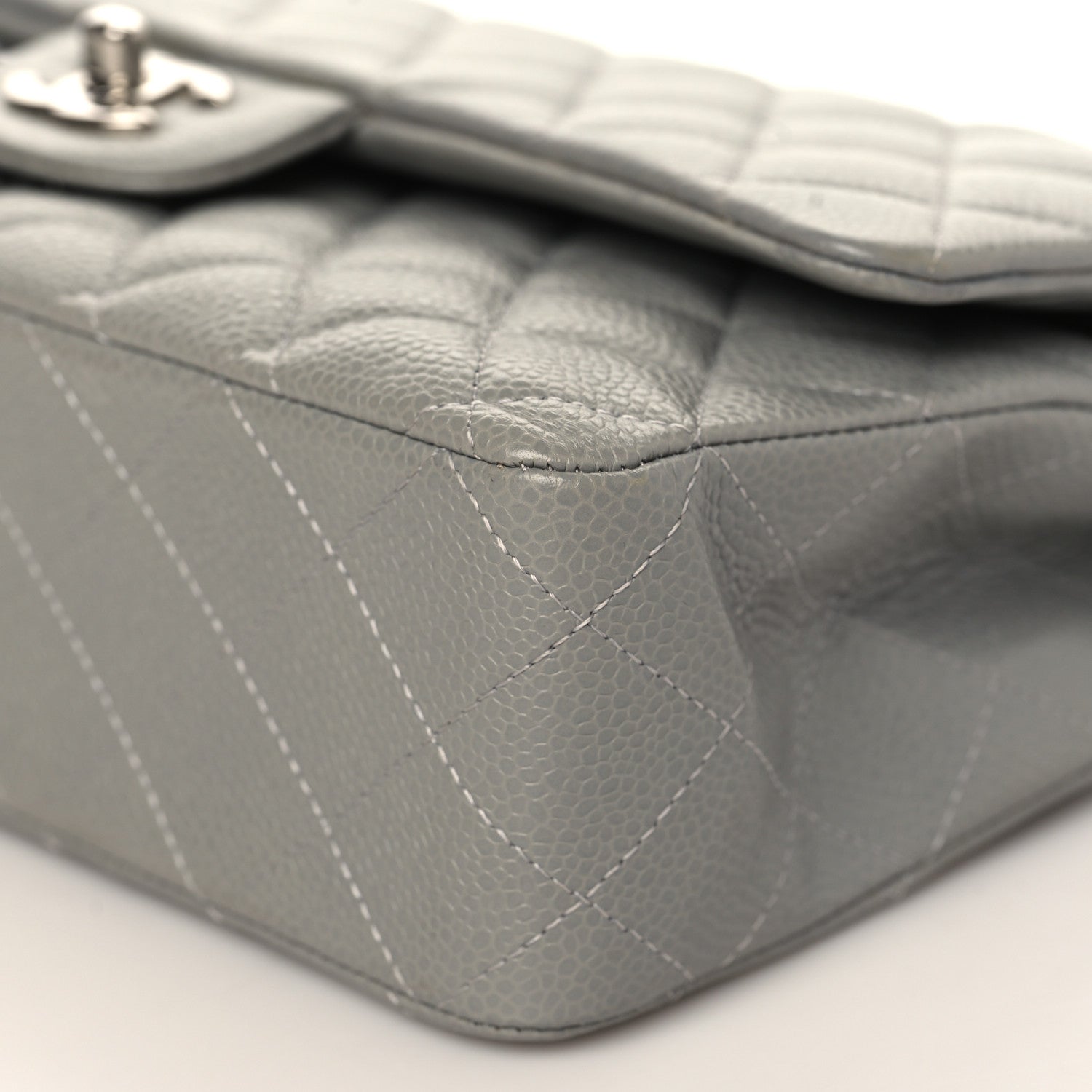 Chanel Caviar Quilted Medium Double Flap Grey 9 of 9