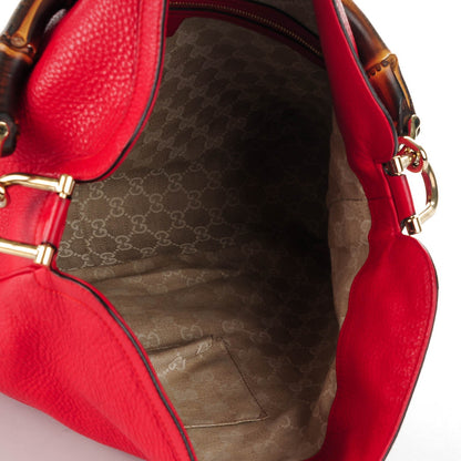 Gucci Pebbled Calfskin Medium Diana Bamboo Shoulder Bag Red 5 of 7