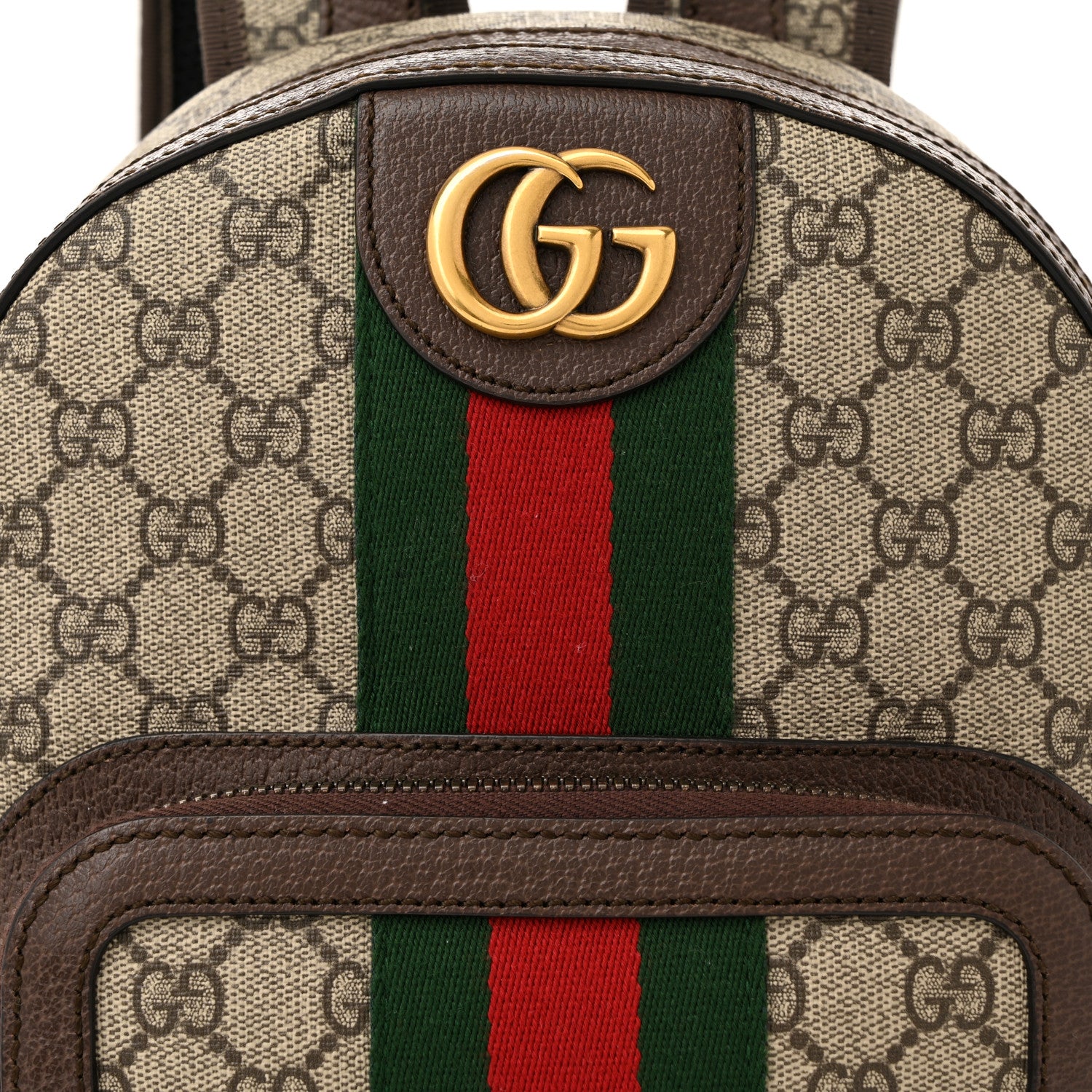 Gucci GG Supreme Monogram Calfskin Web Small Ophidia Day Backpack Beige Ebony New Acero 8 of 15