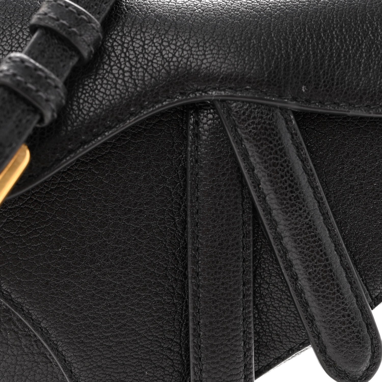 Christian Dior Goatskin Micro Saddle Bag With Strap Black 7 of 10