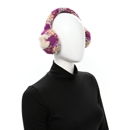 Chanel Tweed Shearling CC Ear Muffs Ecru Purple Dark Fuchsia Dark Pink 2 of 6
