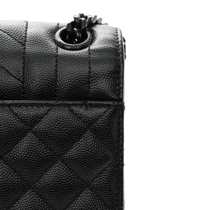 Saint Laurent Grain De Poudre Textured Mixed Matelasse Triquilt Medium Monogram Monochrome Satchel Black 13 of 13
