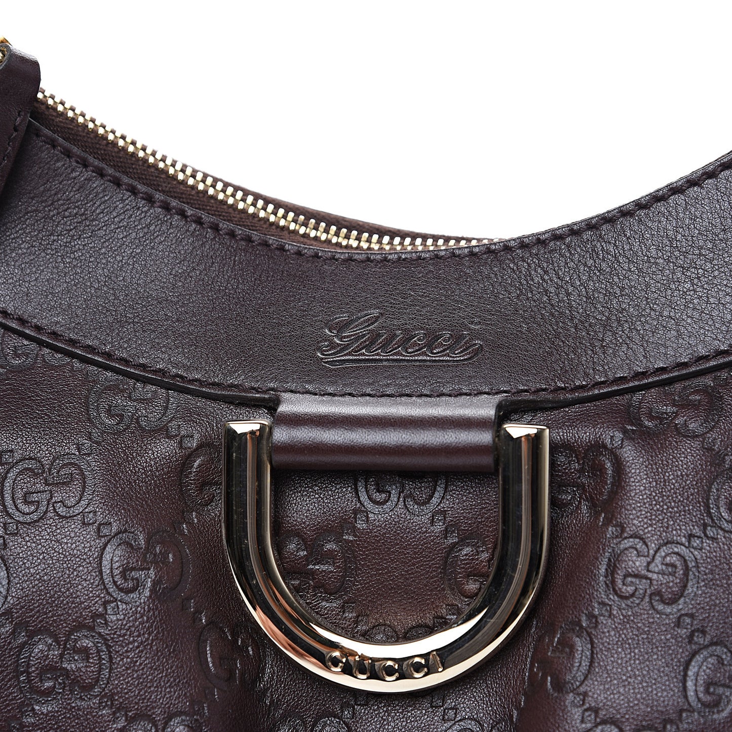 Guccissima Small D Gold Ring Shoulder Bag Chocolate Brown