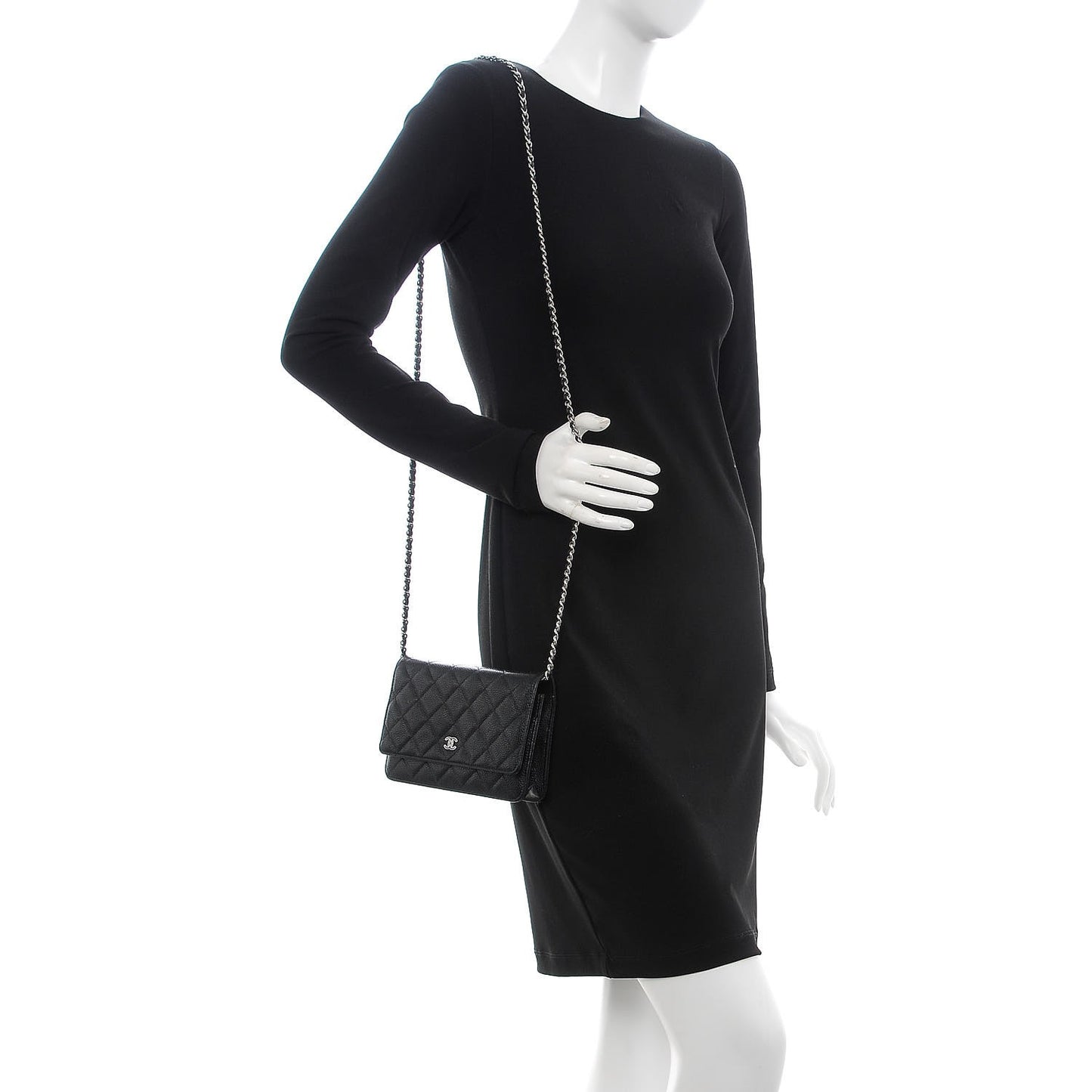 Caviar Quilted Wallet On Chain WOC Black