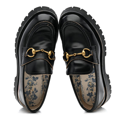 Gucci Cordovan Lux Womens Harald Horsebit 25mm Platform Loafers 38.5 Black 2 of 15