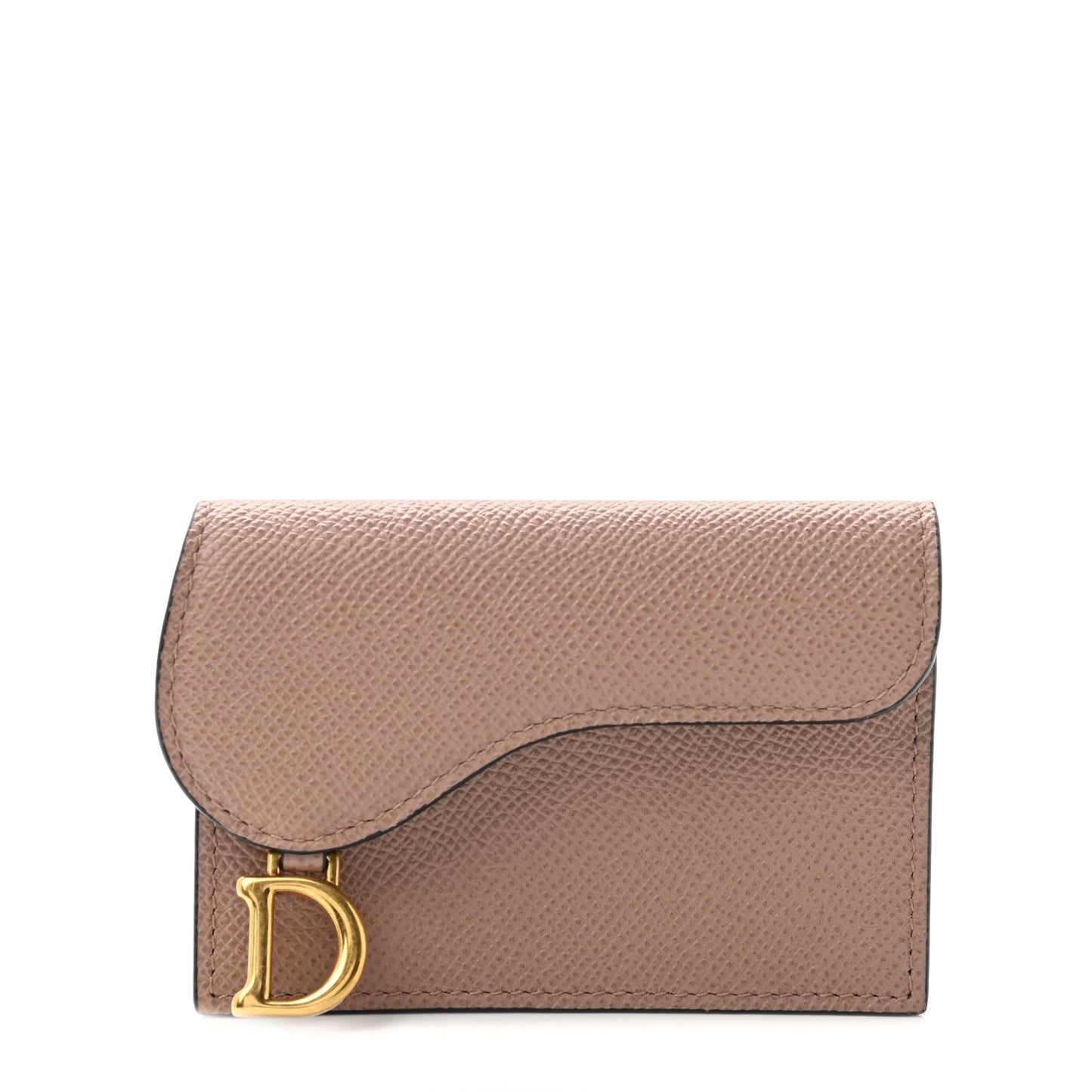 Grained Calfskin Saddle Card Holder Blush